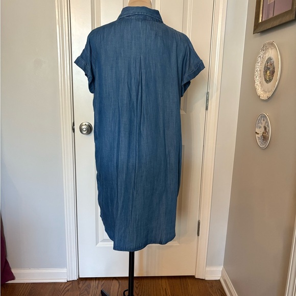 Wonderly Blue Mini Shirt Dress Notched Collar Casual - Picture 2 of 8